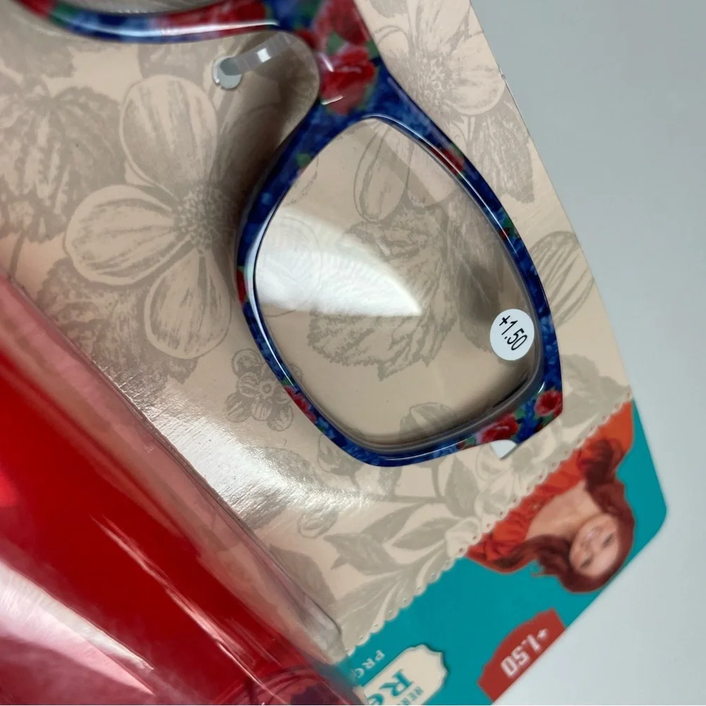 The Pioneer Woman Reading Glasses Heritage Protective Case Floral +1.50 Blue Red